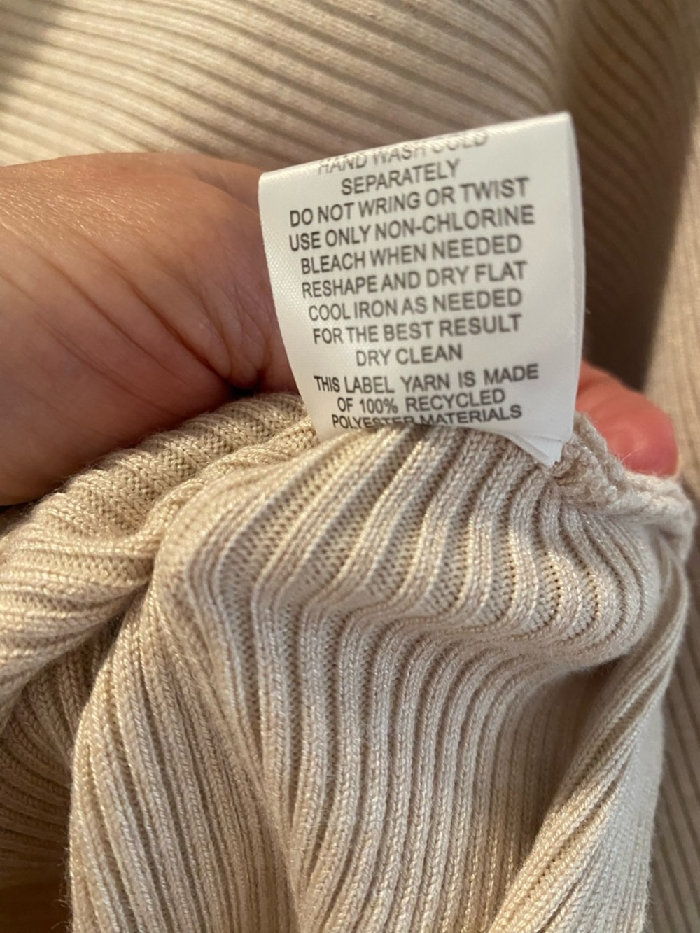 Pink Rose Cream Ribbed V-Neck Sweater - Picture 7 of 7